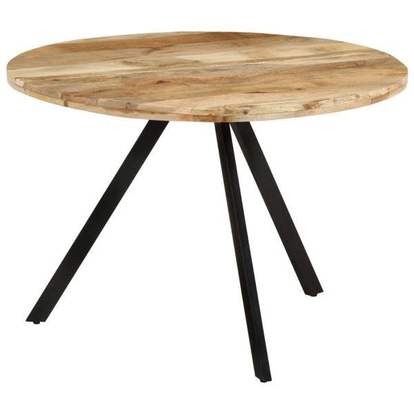 Corrigan Studio Muskogee Round Solid Wood Top Metal Base Dining Table